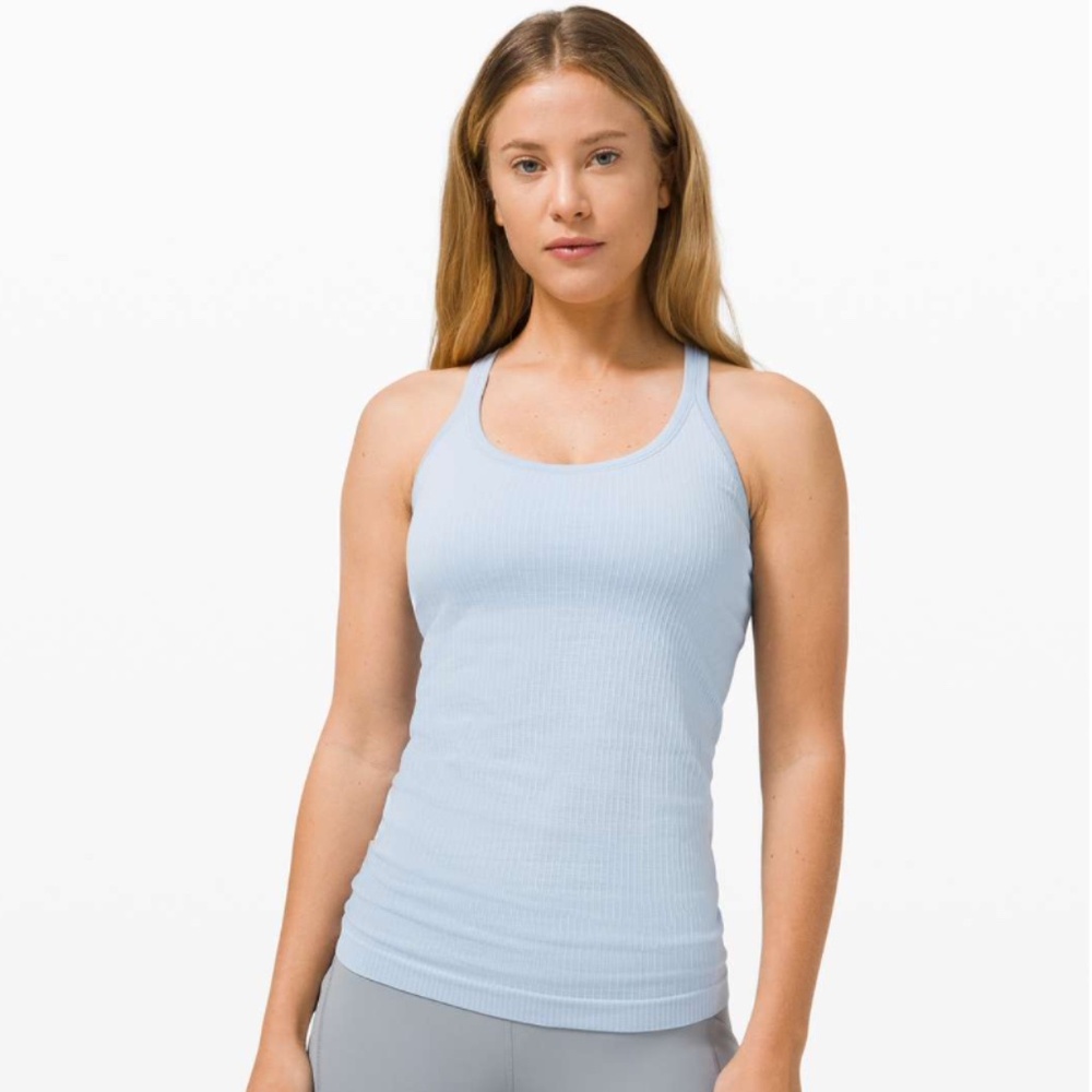 Lululemon Ebb To Street Tank *Light Support For B/C Cup Blue Linen Sz 6